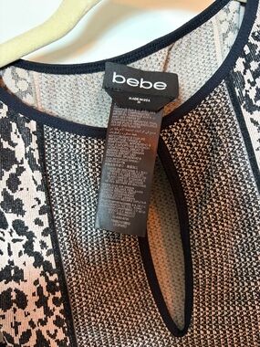 bebe Black and White Keyhole Knit Dress